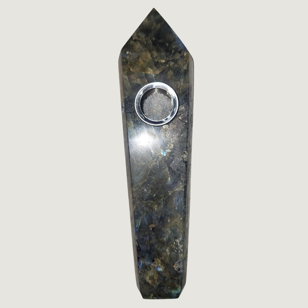 Natural Labradorite Crystal Pipe Iridescent Gemstone Hexagonal Obelisk 4.25in